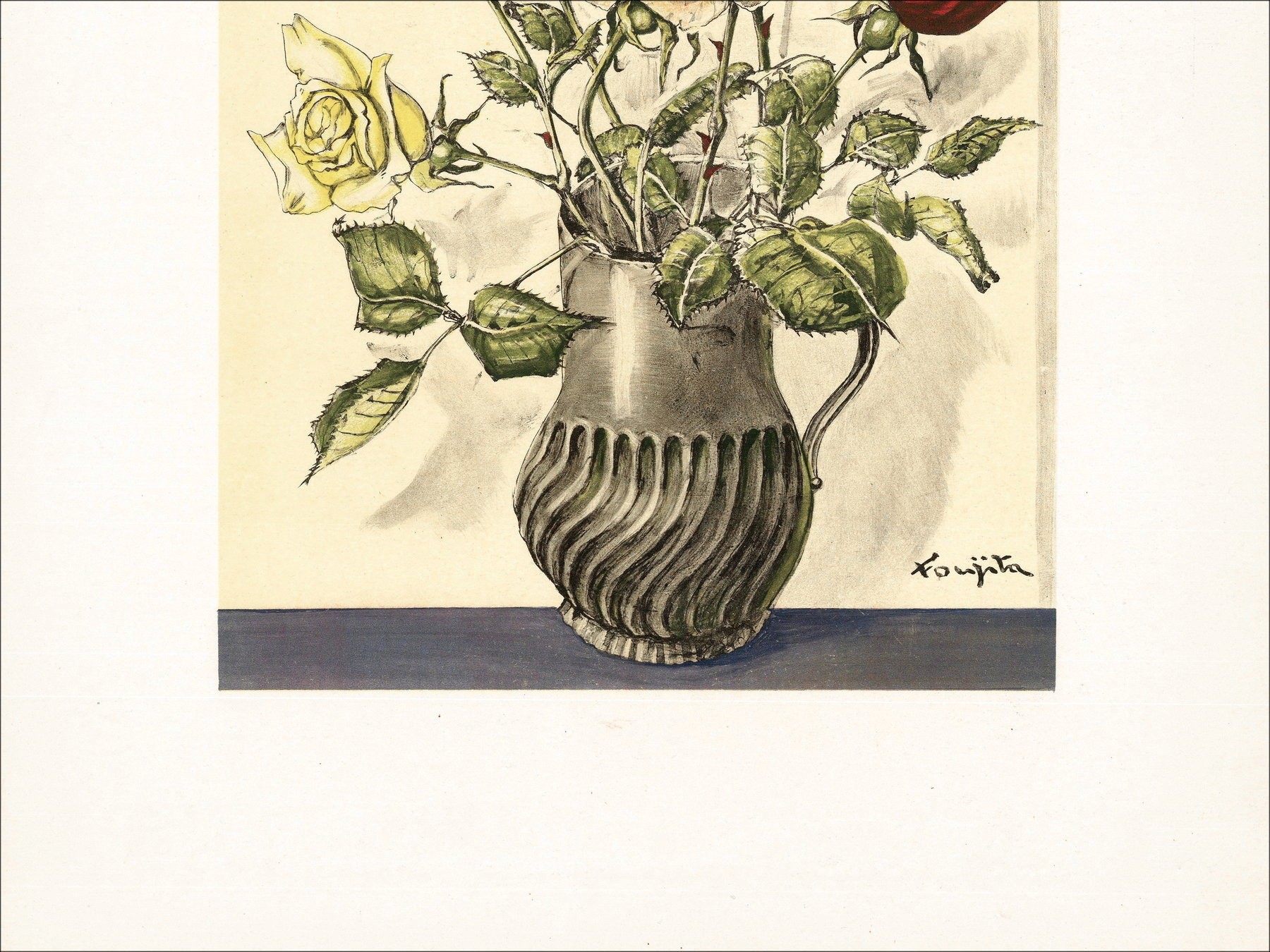 Léonor Foujita – Bouquet de Roses, lithography