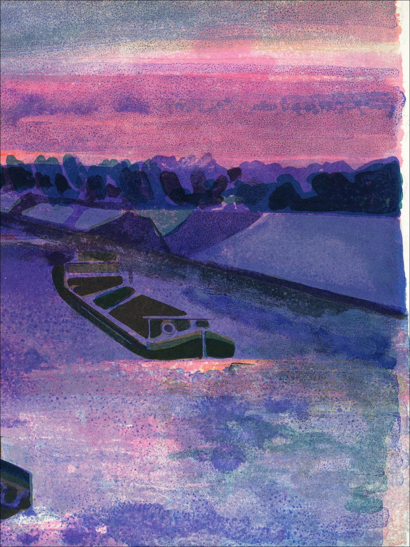 Camille Hilaire – Le Rhin, lithographie signée