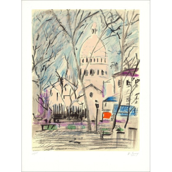 Robert Savary - París, Montmartre, el Sagrado Corazón, Litografía