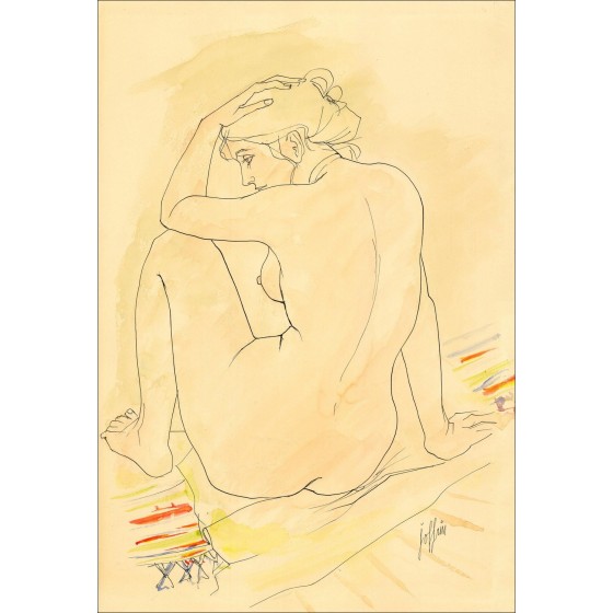 Guily Joffrin – Mujer, acuarela firmada