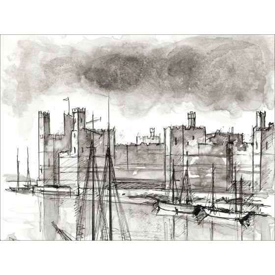 Guily Joffrin – The Castle of Carnarvon, signed drawing