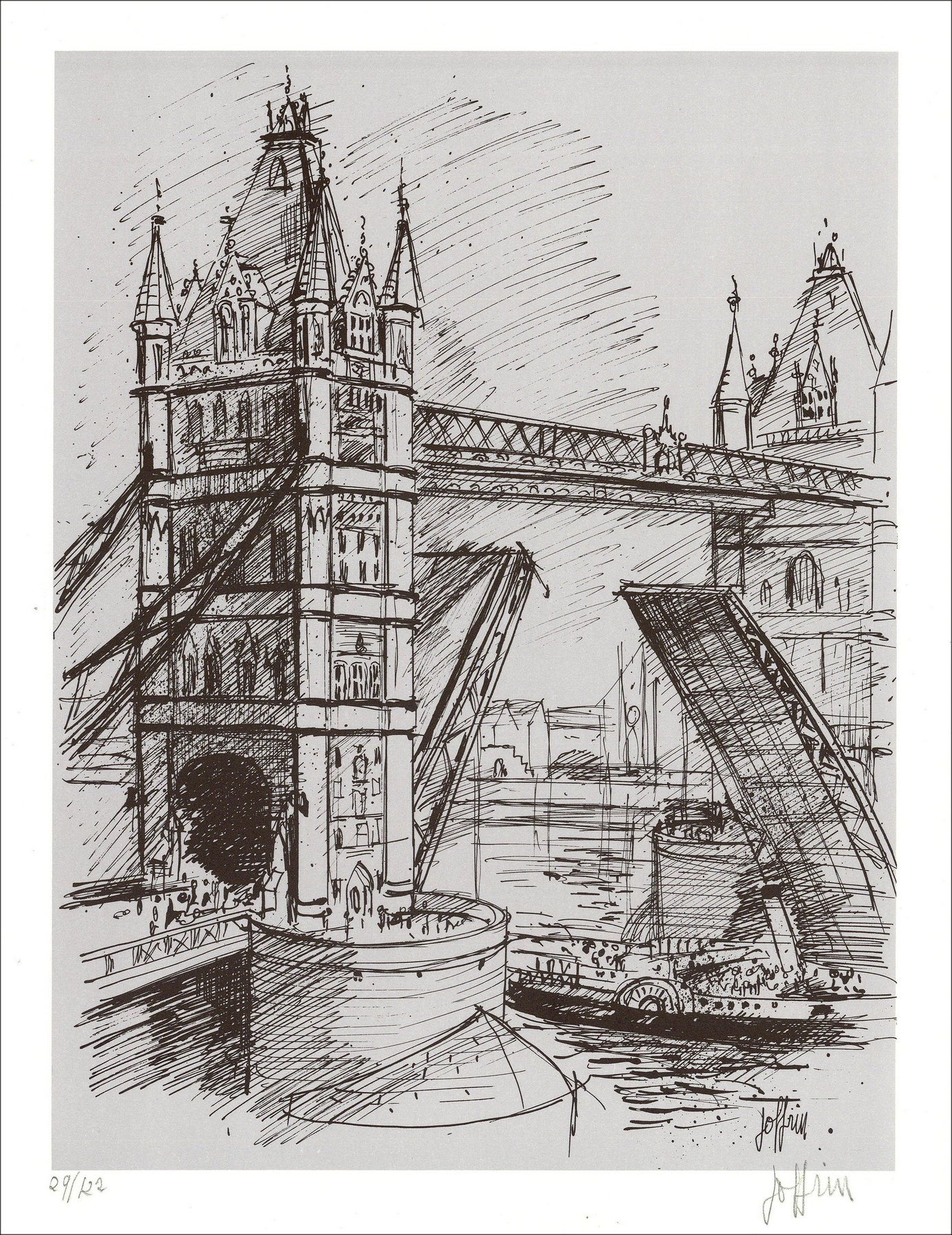 Guily Joffrin – Tower Bridge, litografía firmada