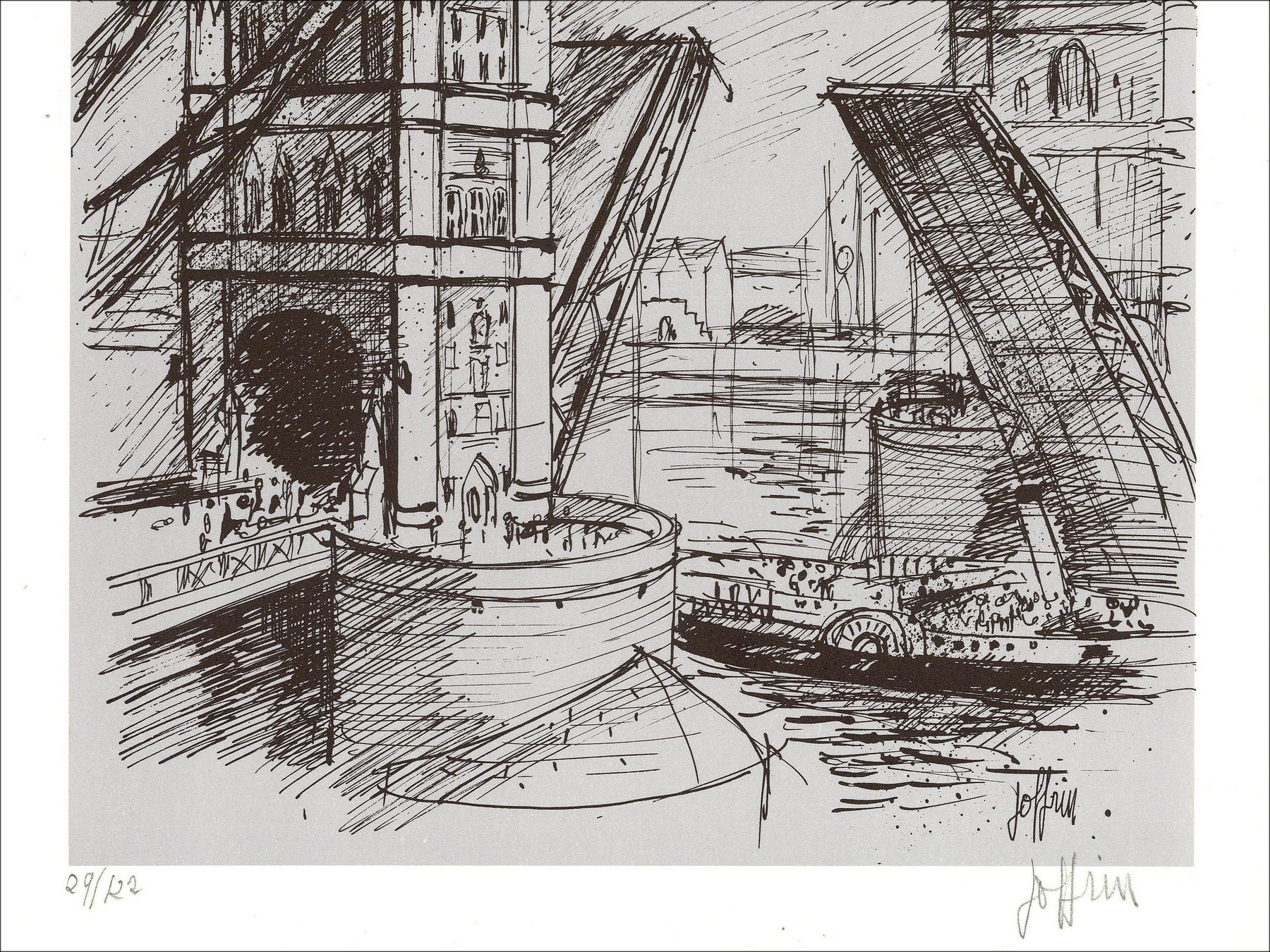 Guily Joffrin – Tower Bridge, lithographie signée