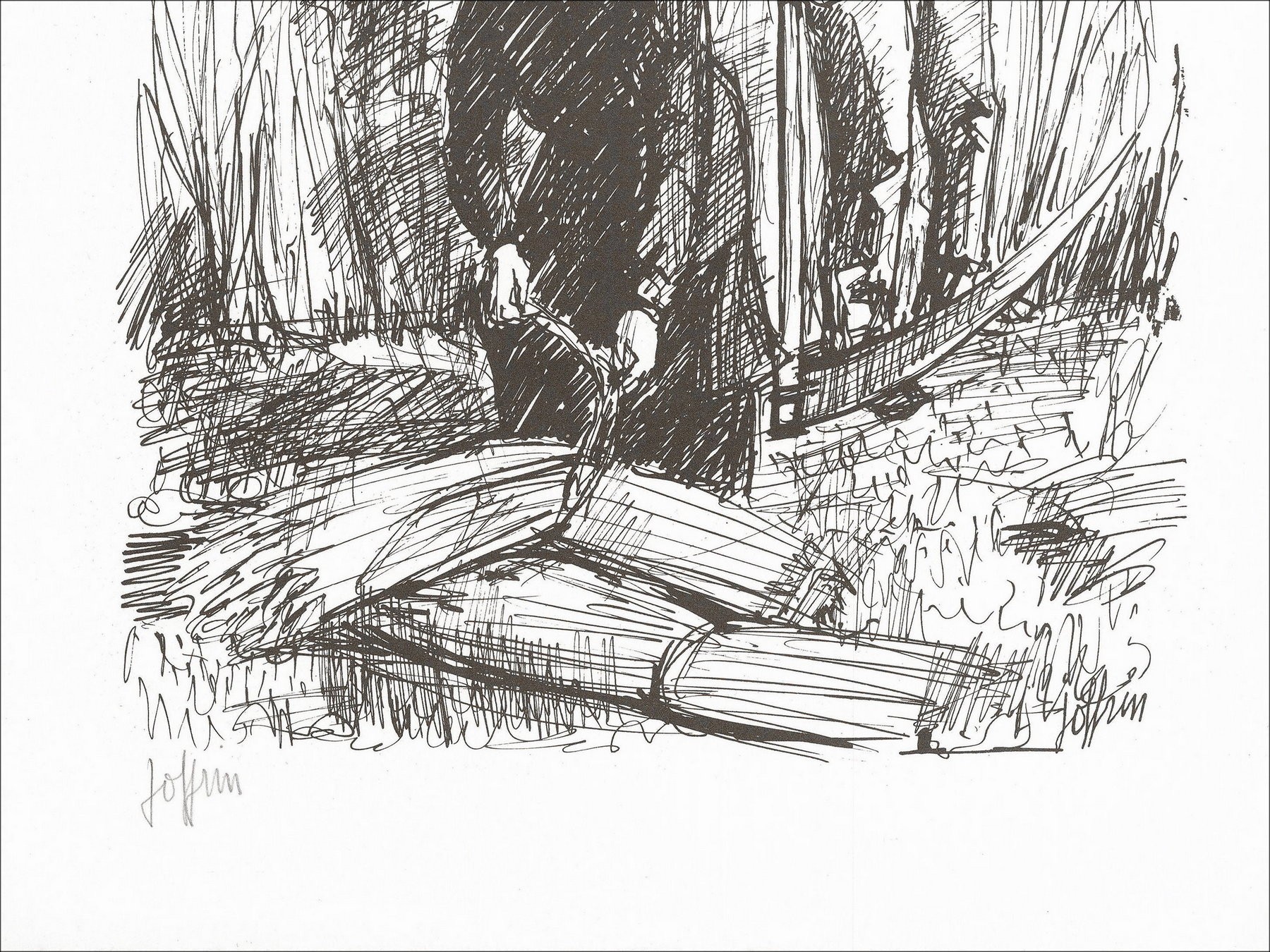 Guily Joffrin - Fenings, unterzeichnete Lithographie
