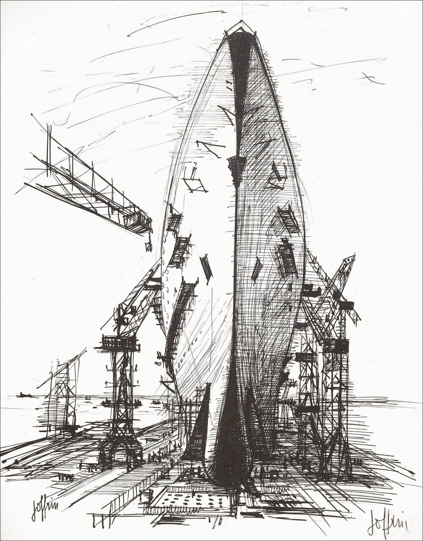 Guily Joffrin – Le Navire (1961), lithograph signed