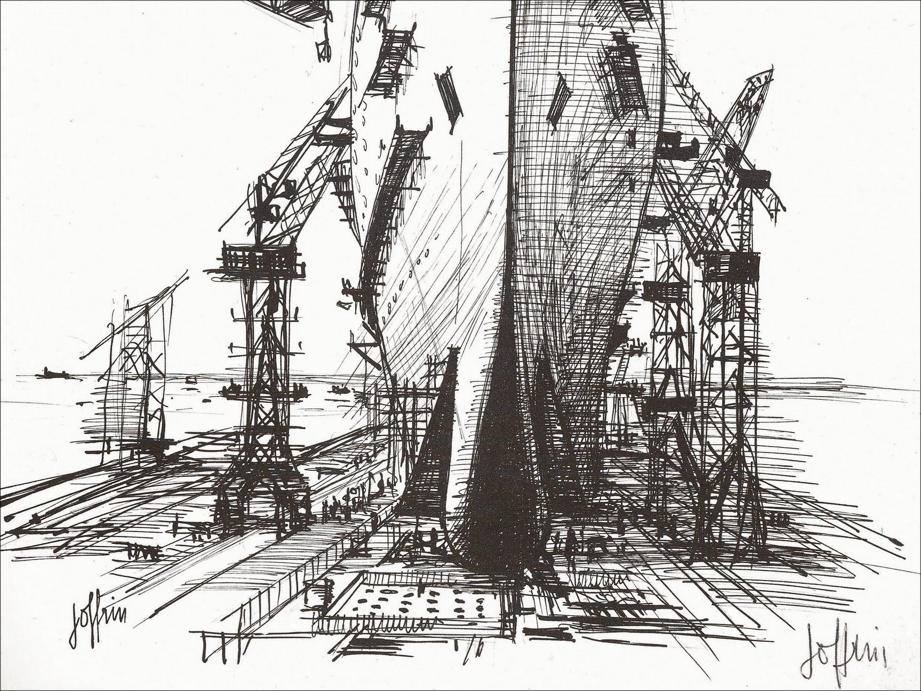 Guily Joffrin – Le Navire (1961), lithograph signed