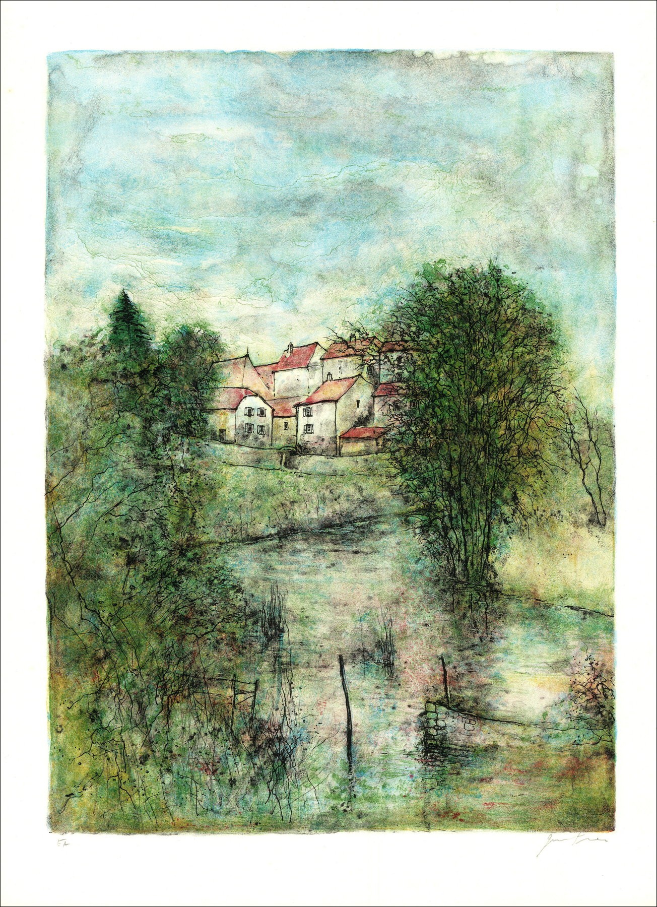Bernard Gantner – Village Creek, litografía