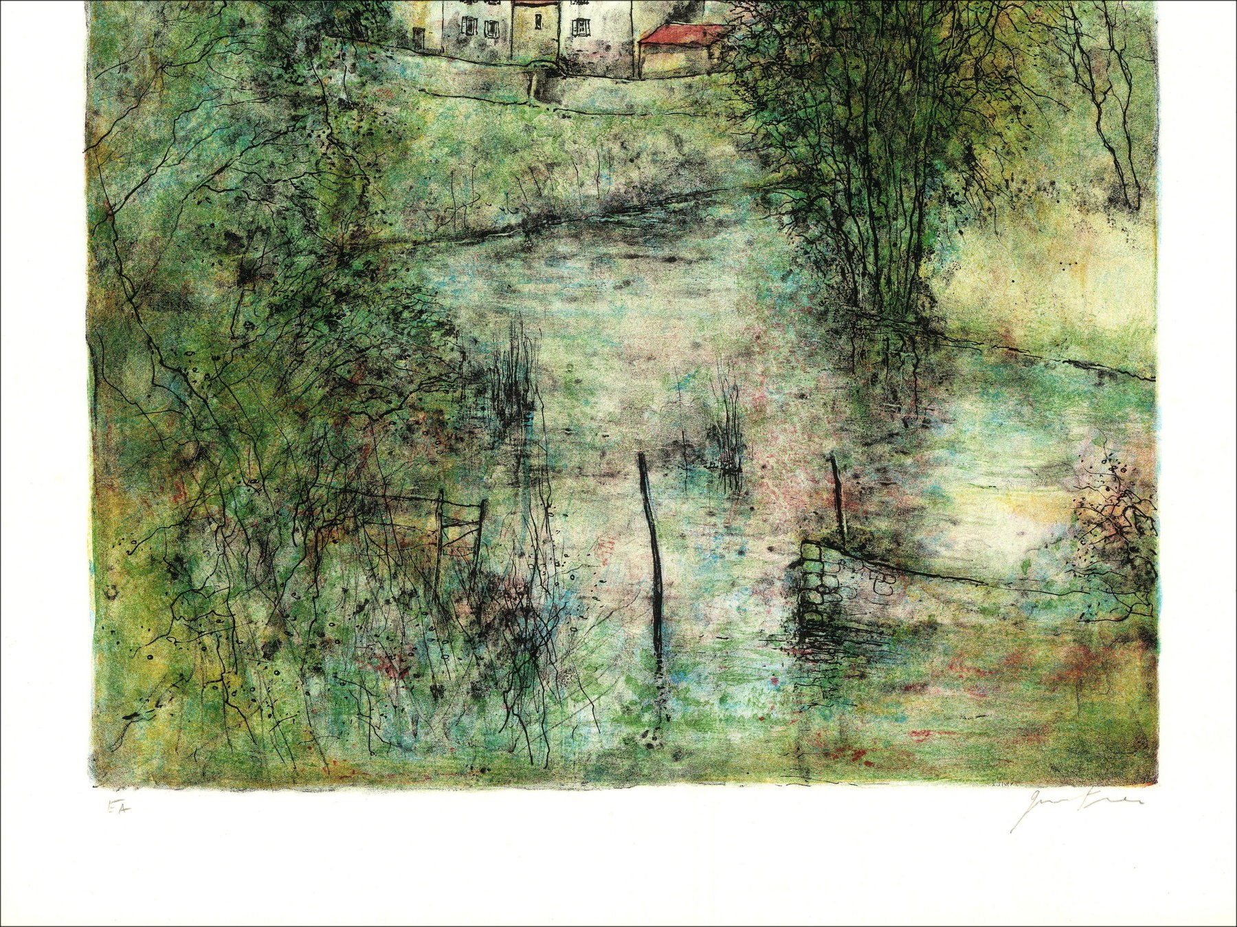 Bernard Gantner – Village Creek, litografía