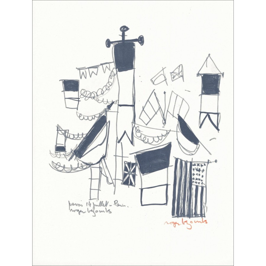 Roger Bezombes – 14 juillet - Paris, lithographie