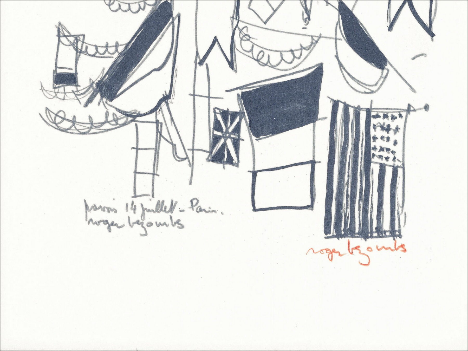 Roger Bezoms - 14 luglio - Parigi, Litografia