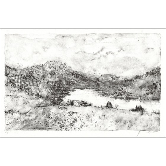Bernard Gantner - der See, signierte Lithographie