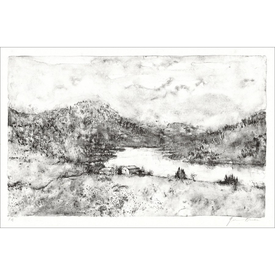 Bernard Gantner - der See, signierte Lithographie