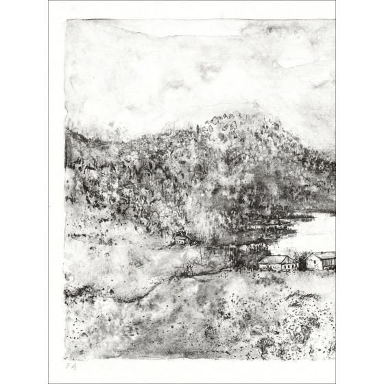 Bernard Gantner - der See, signierte Lithographie