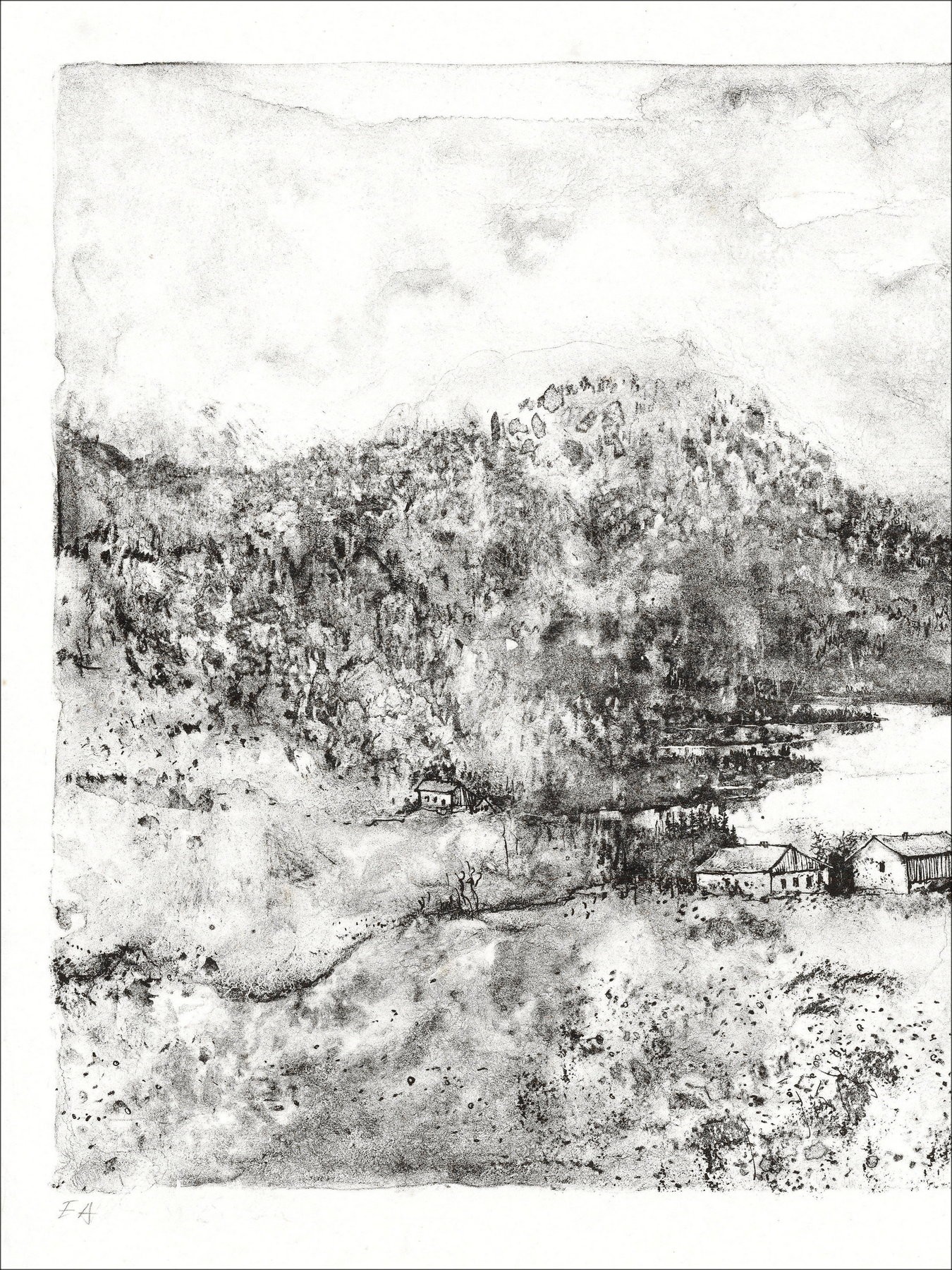 Bernard Gantner - het meer, ondertekende lithografie