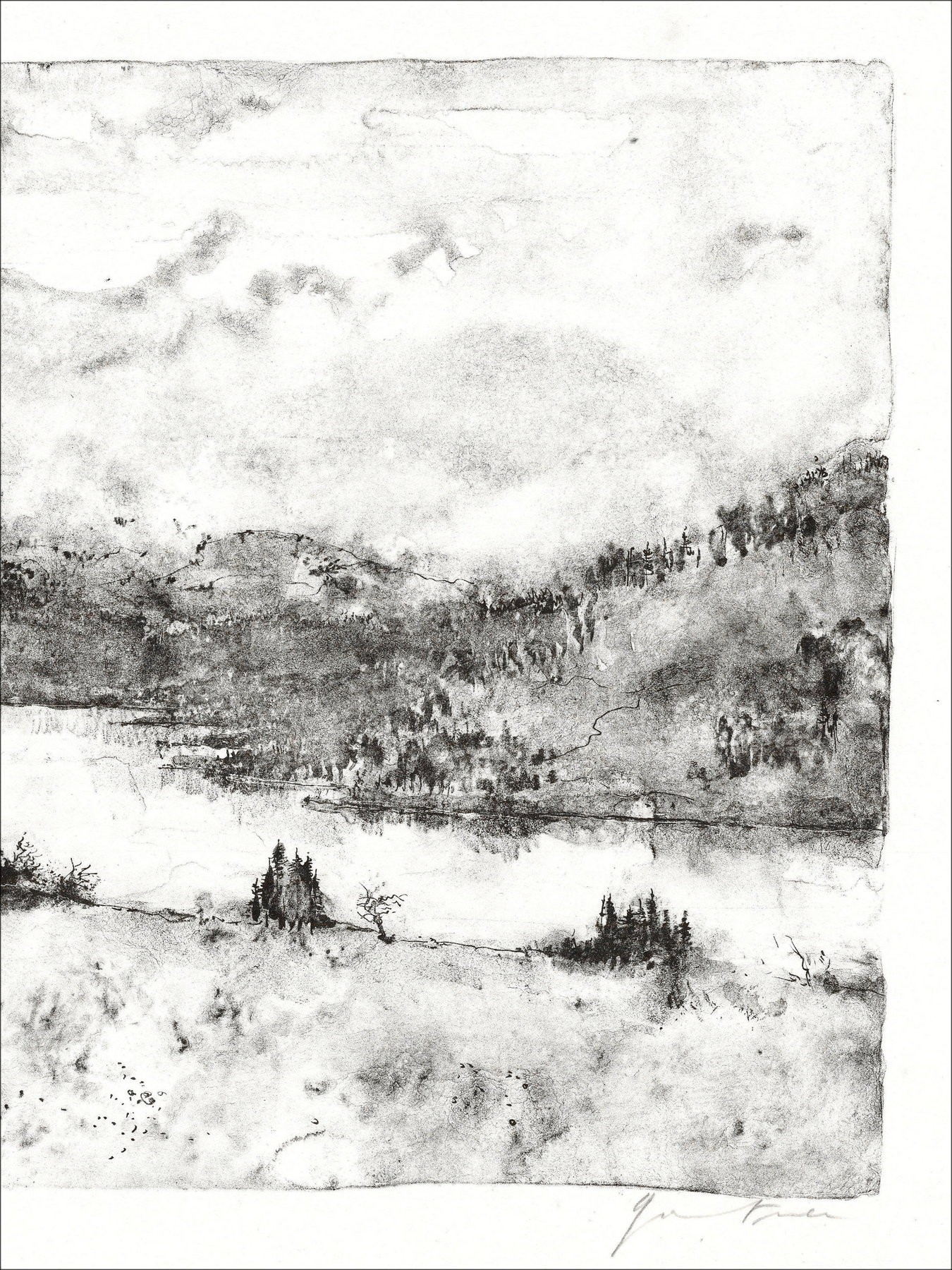 Bernard Gantner – Le Lac, lithograph signed