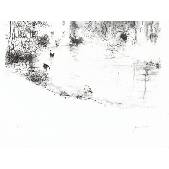 Bernard Gantner - der Teich, unterzeichnete Lithographie