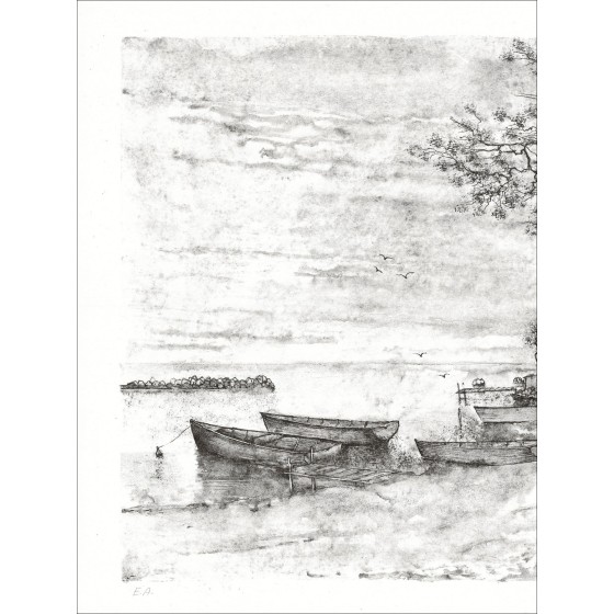 Bernard Gantner - Le barche, Litografia firmata