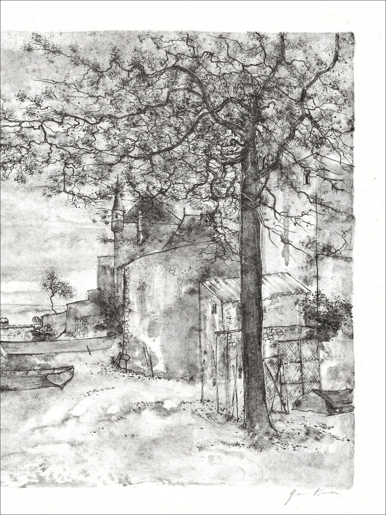 Bernard Gantner - Die Boote, unterzeichnete Lithographie