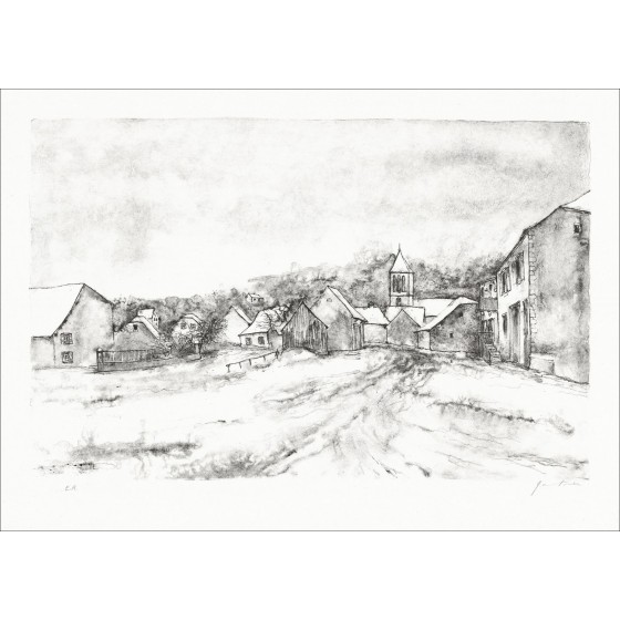 Bernard Gantner – Le Village, litógrafo firmado