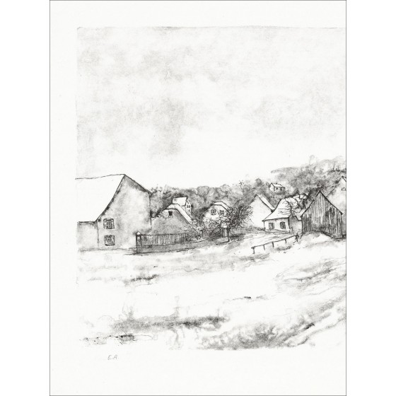 Bernard Gantner – Le Village, litógrafo firmado