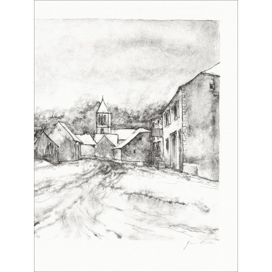 Bernard Gantner – Le Village, lithograph signed