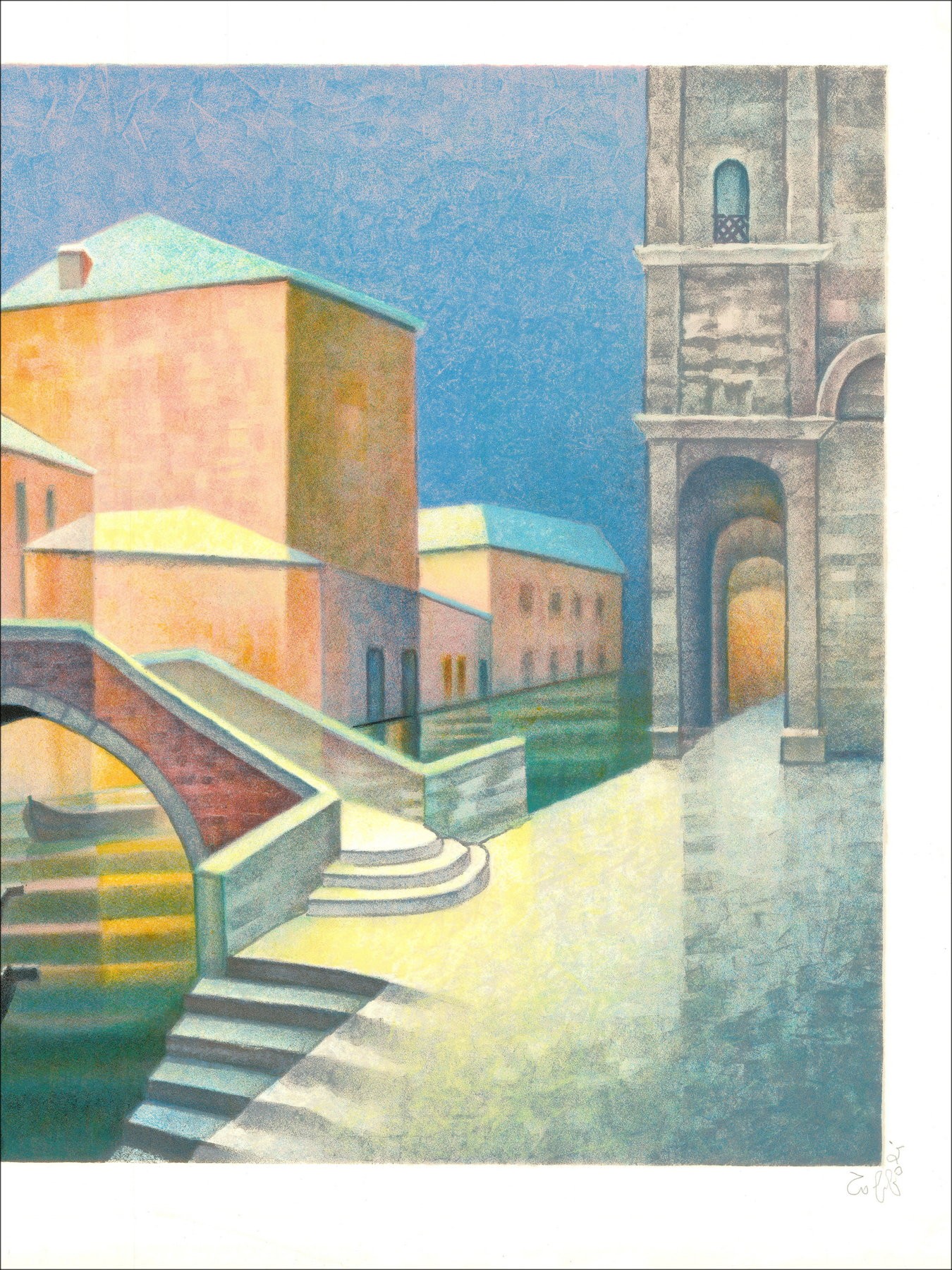 Louis Toffoli - Venetië onder de sneeuw, lithografie