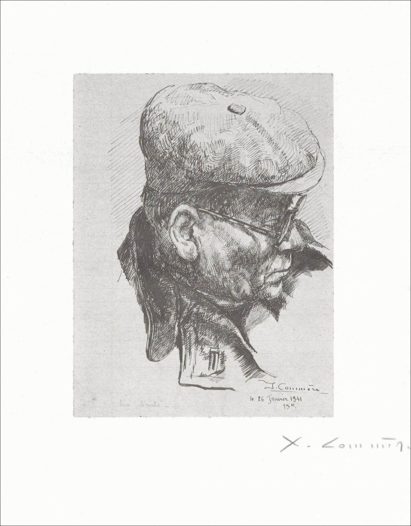 Jean Commère – Retrato, litógrafo firmado