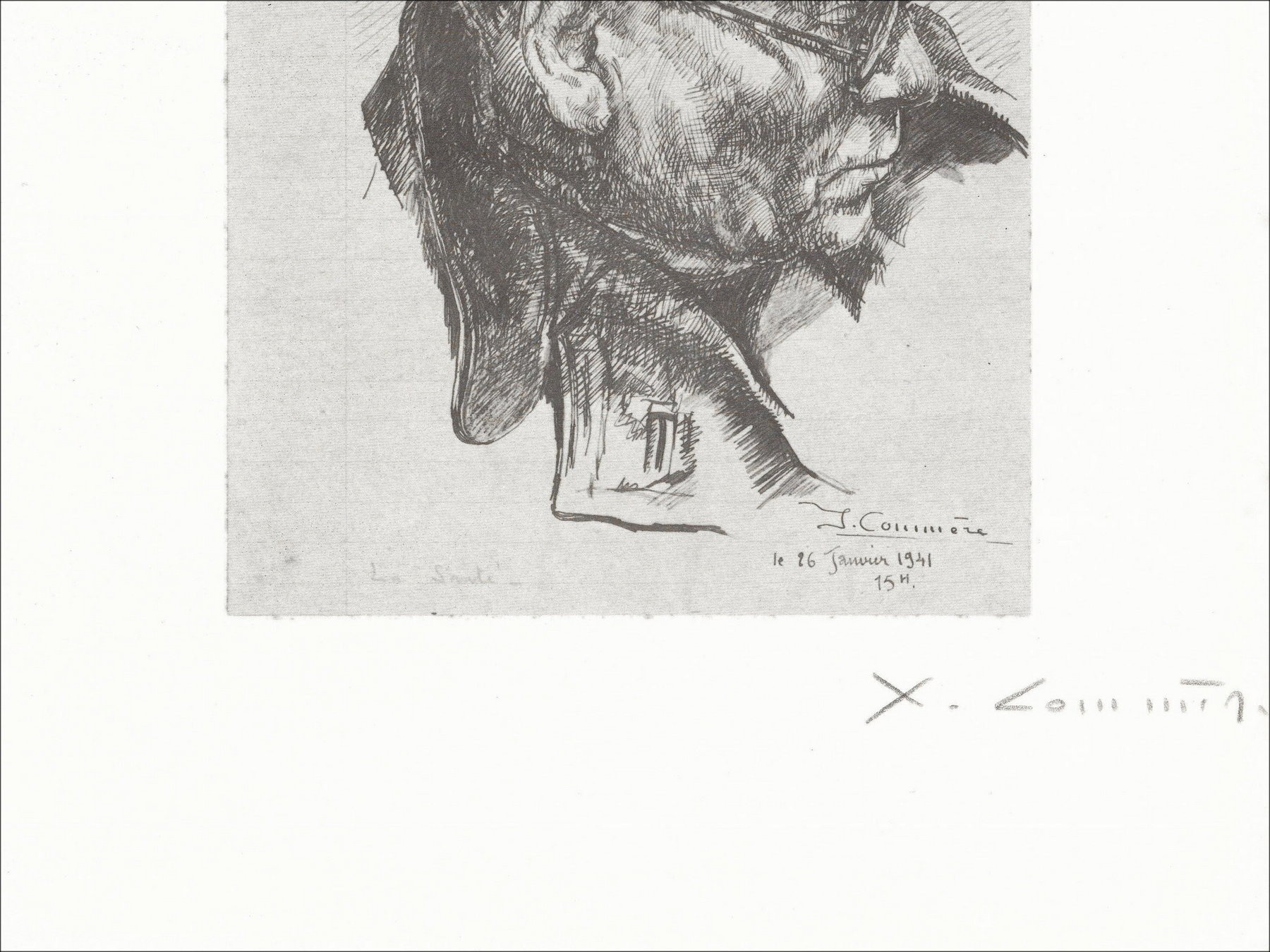 Jean Commère – Retrato, litógrafo firmado
