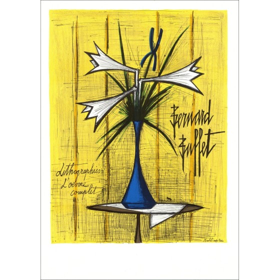 Bernard BUFFET - Lithographie "Lys et Iris" 78x56cm - 1980 - Mourlot