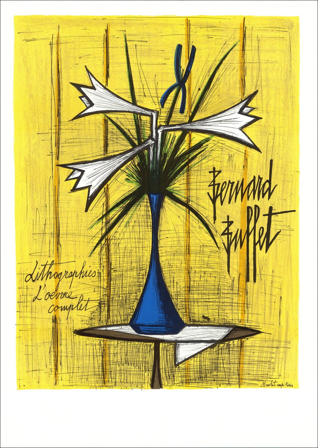 Bernard BUFFET - Lithograph "Lys et Iris" 78x56cm - 1980 - Mourlot