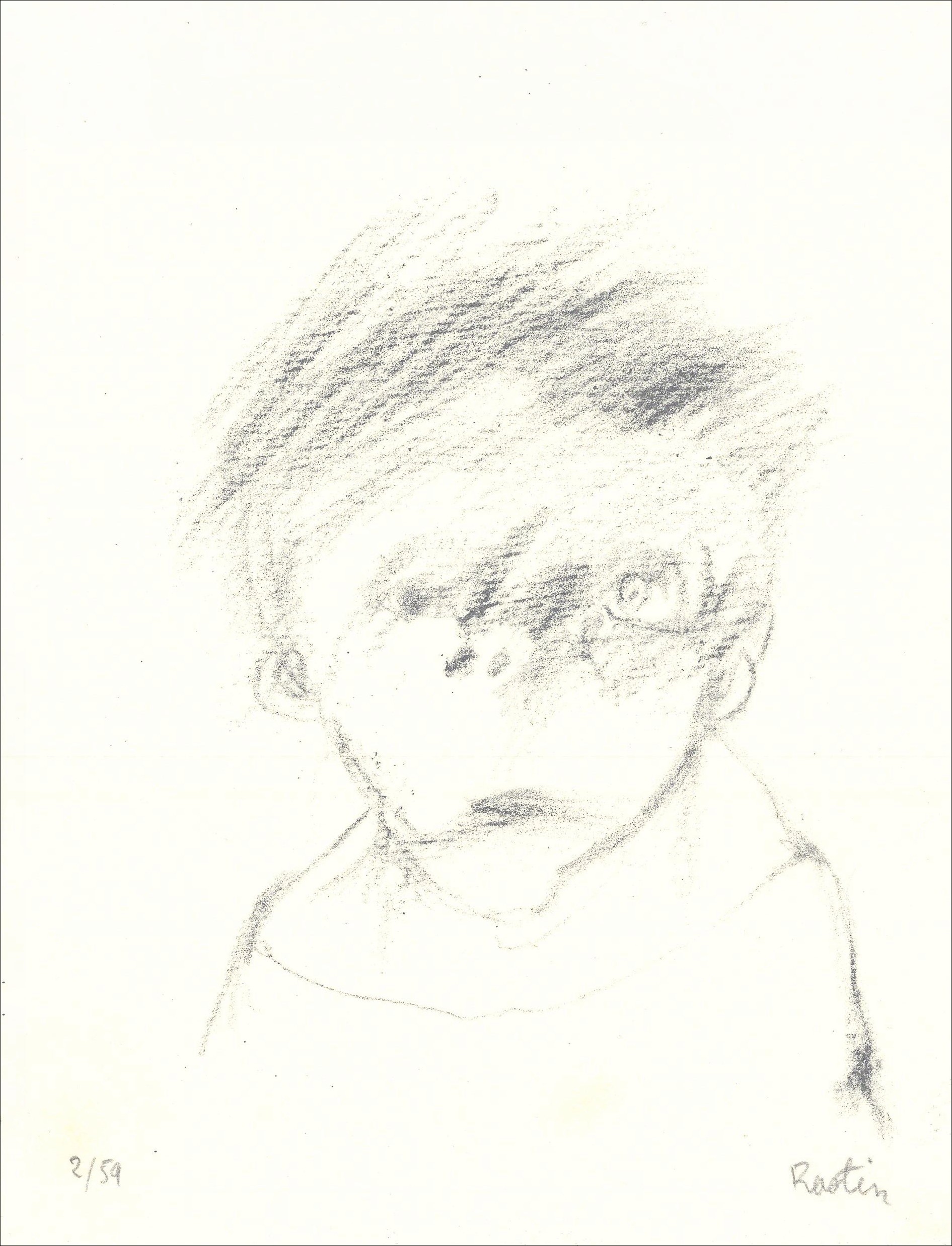 Jean Rustin - Porträt des jungen Mannes (1998), unterzeichnete Lithographie