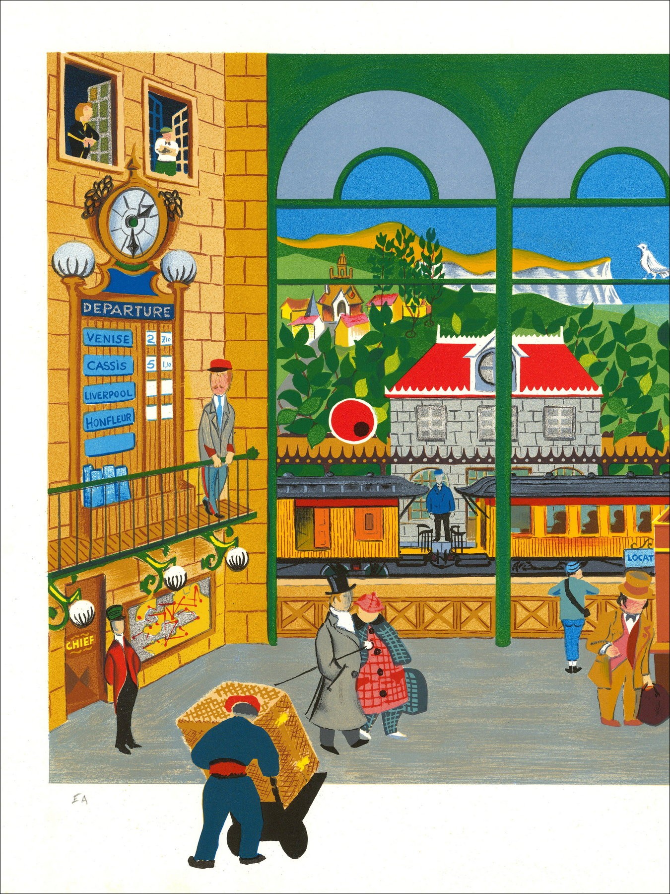 William Deliège - Burgled Gare, ondertekende lithografie