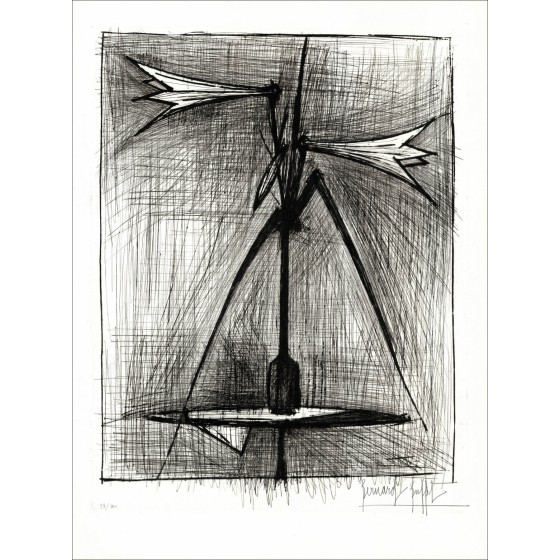 Bernard Buffet - Boeket van Lys, Graveren ondertekend