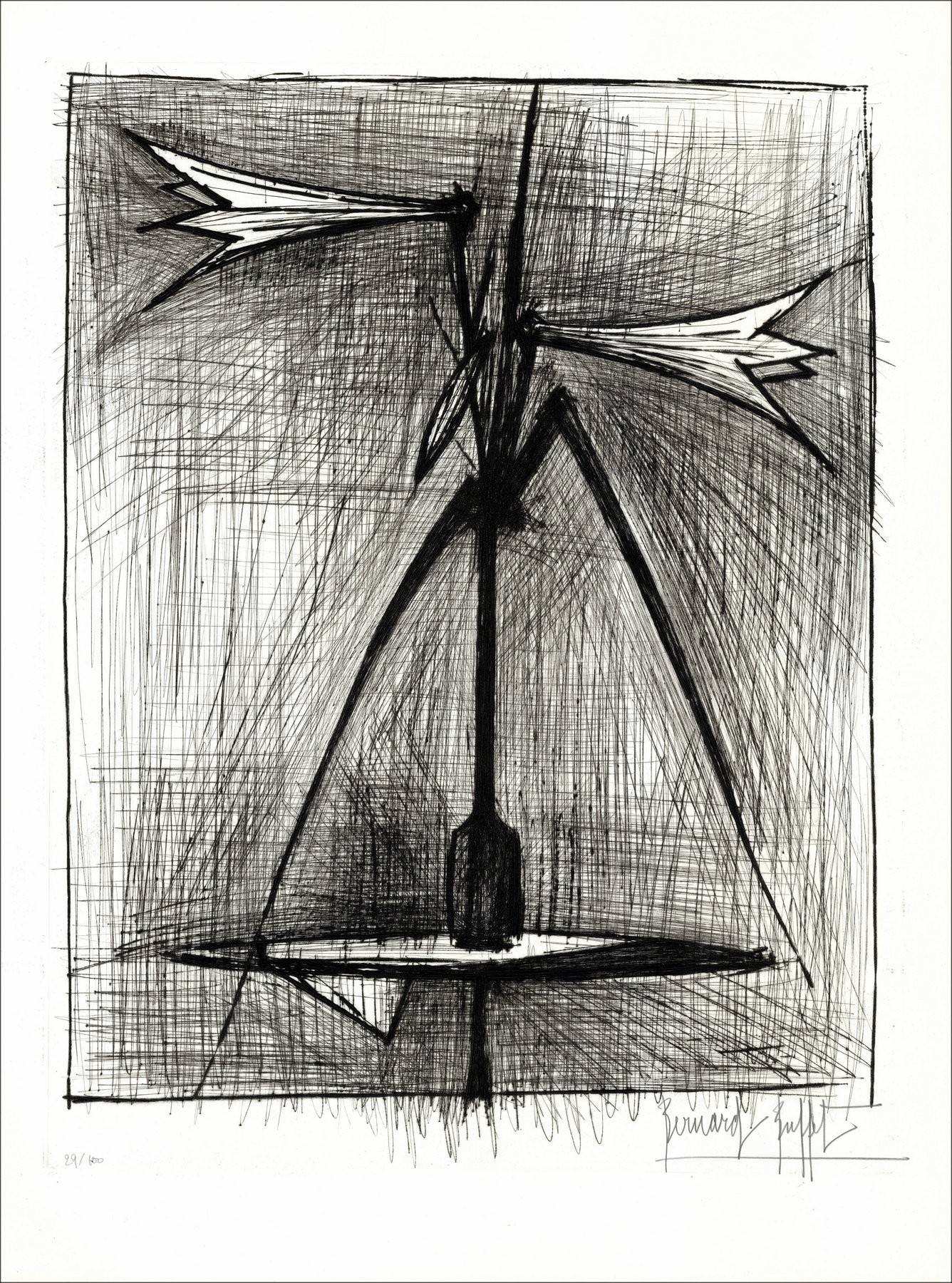 Bernard Buffet – Bouquet de Lys, grabado firmado