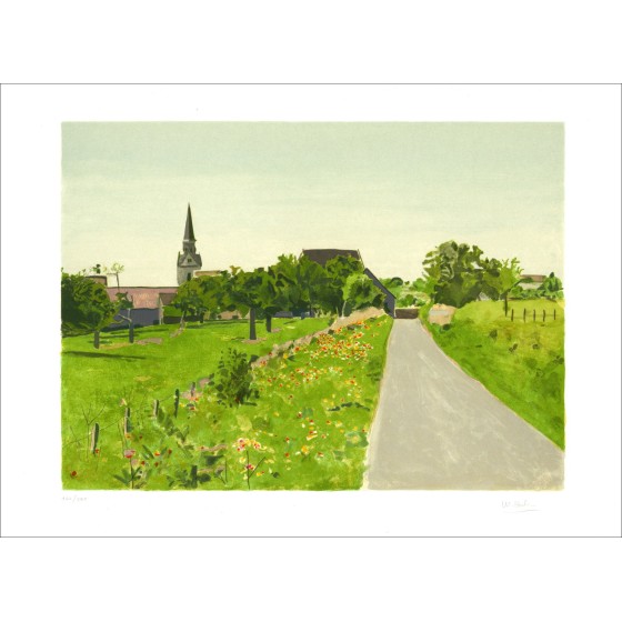 Landstraße - signierte Lithographie