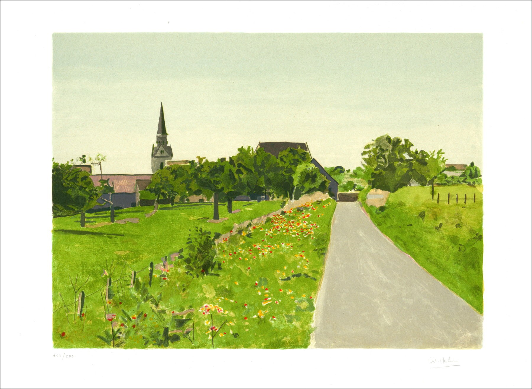 Landweg - ondertekend lithografie