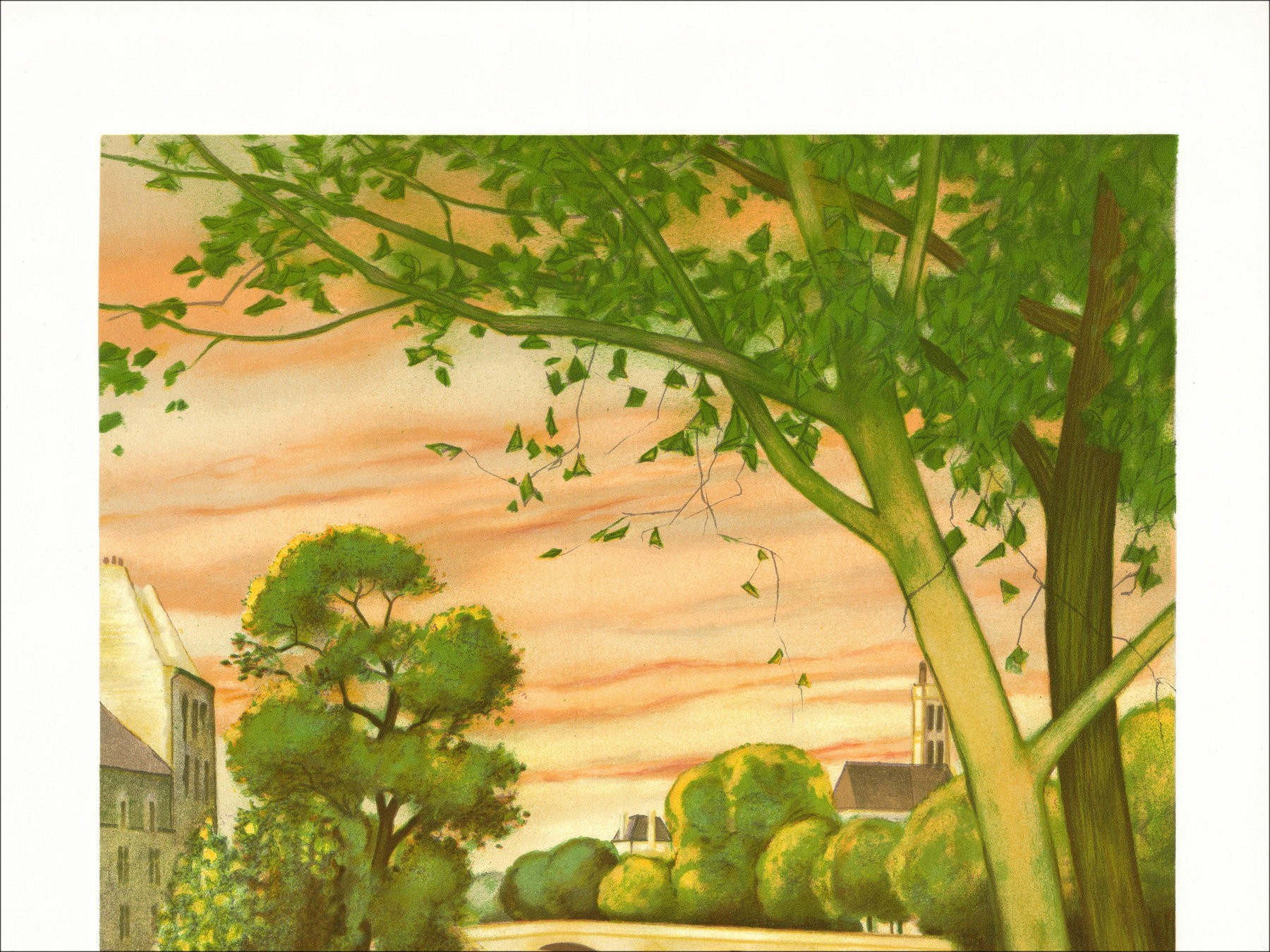 Yves Ganne - Frau am Ufer der Seine, Lithographie