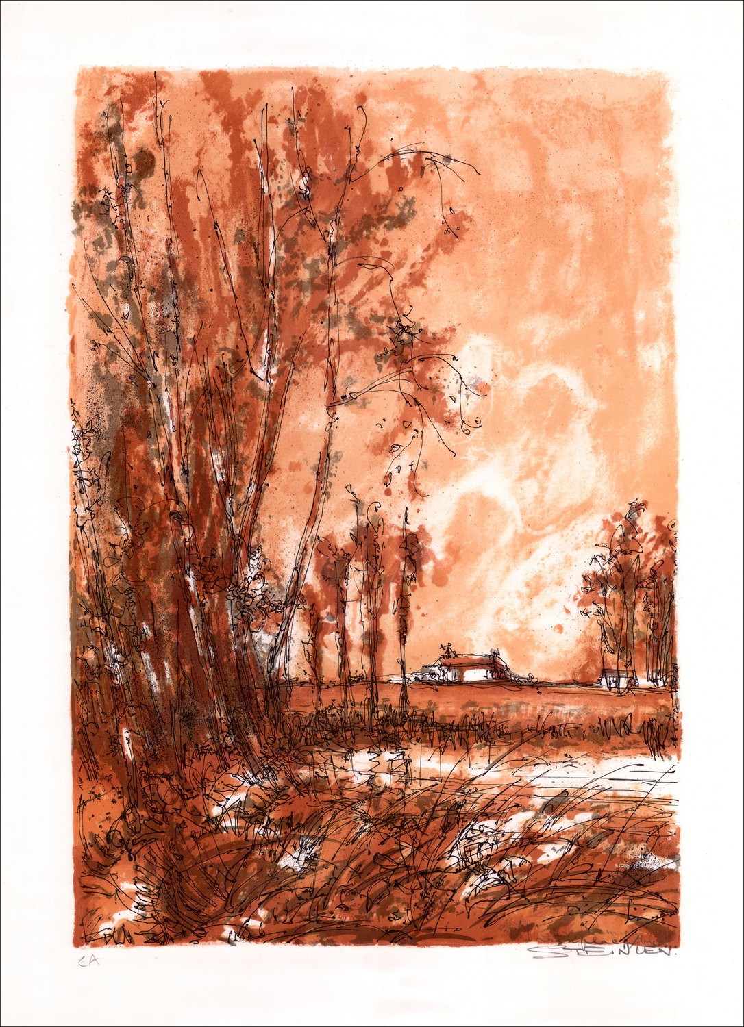 Aimé-Daniel Steinlen – Paysage, lithographie signée