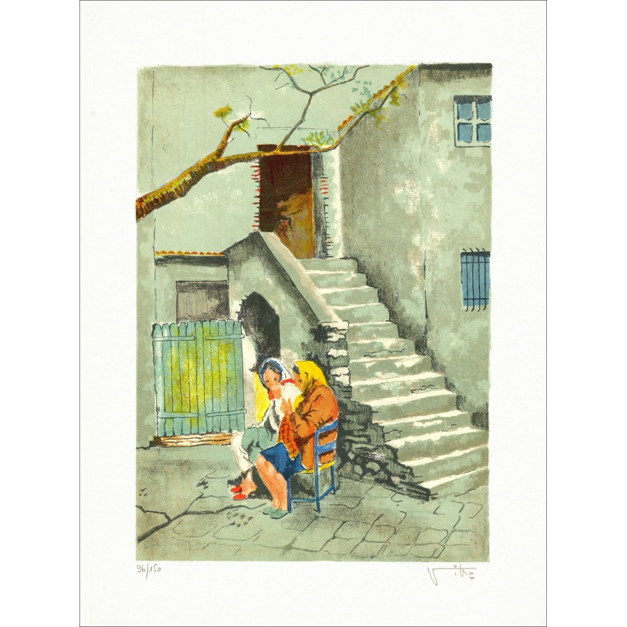 Victor Viko - de trap, ondertekende lithografie