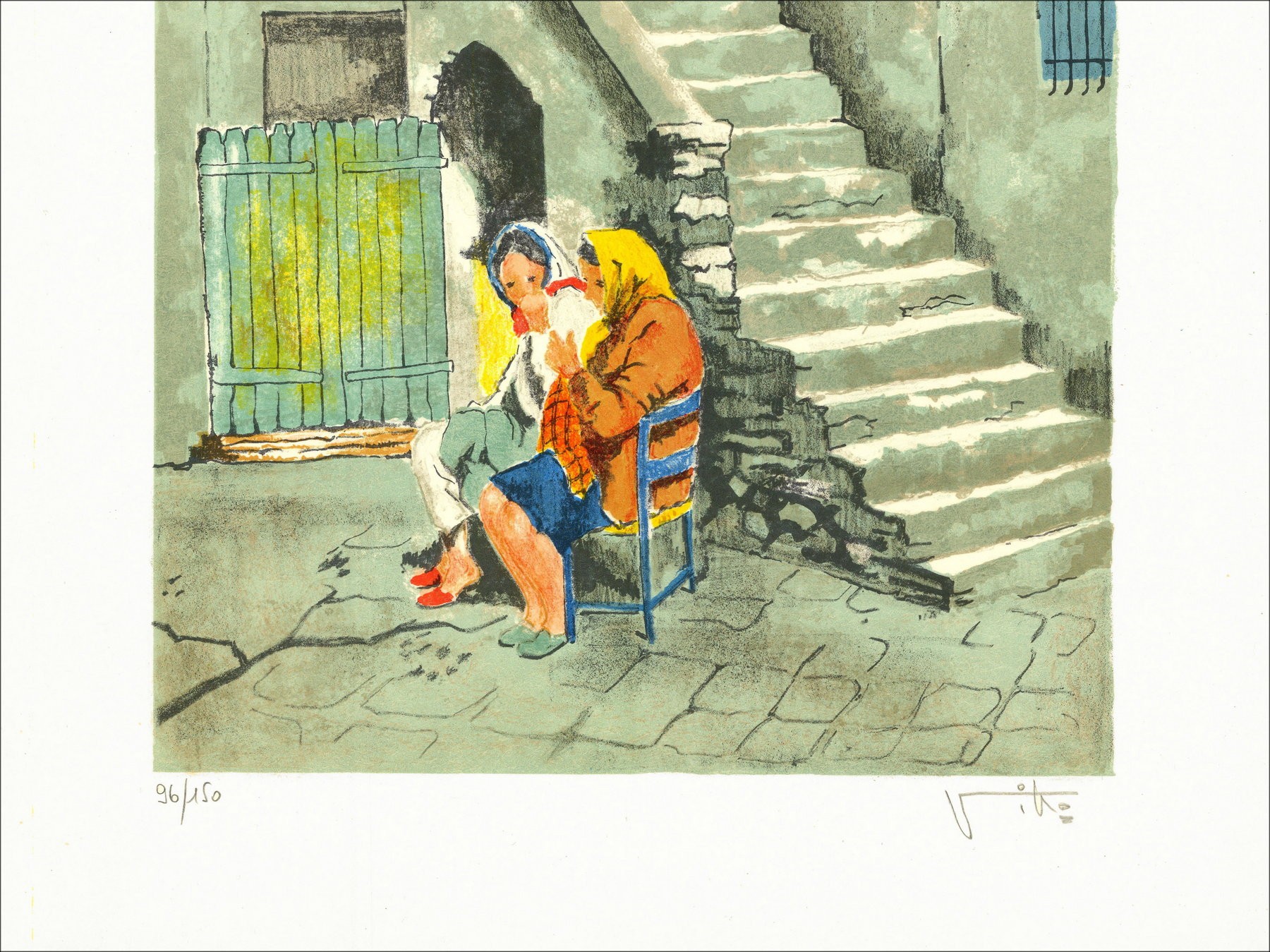 Victor Viko - Le scale, la litografia firmata