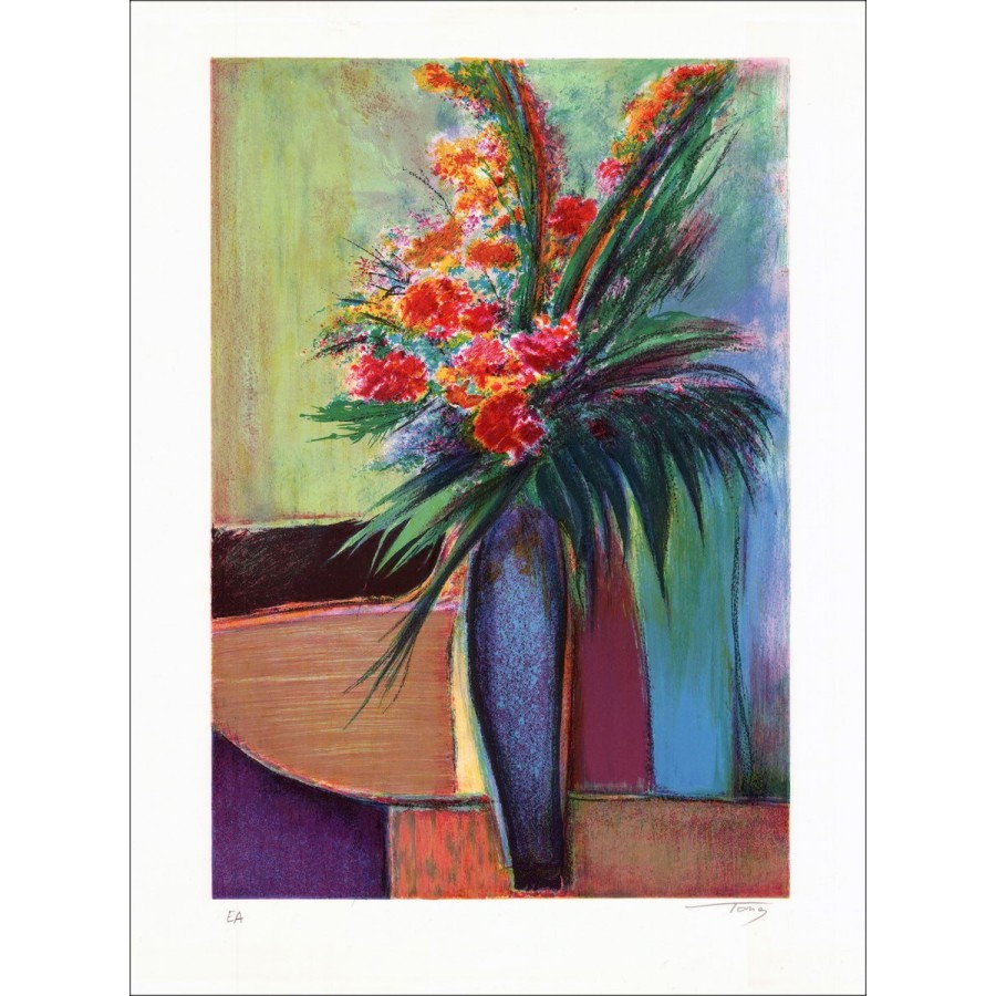 TORRES - Lith Origin Original "Bos met bloemen in een blauwe vaas"