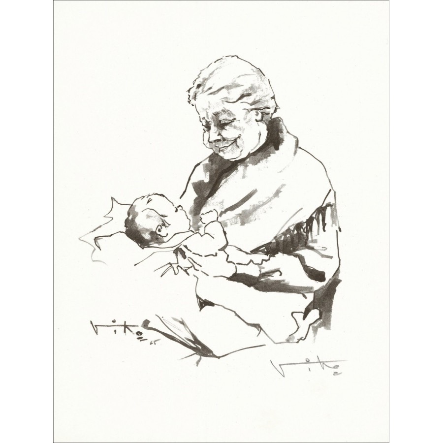 Victor Viko - Frau und Kind (1966), Lithographie