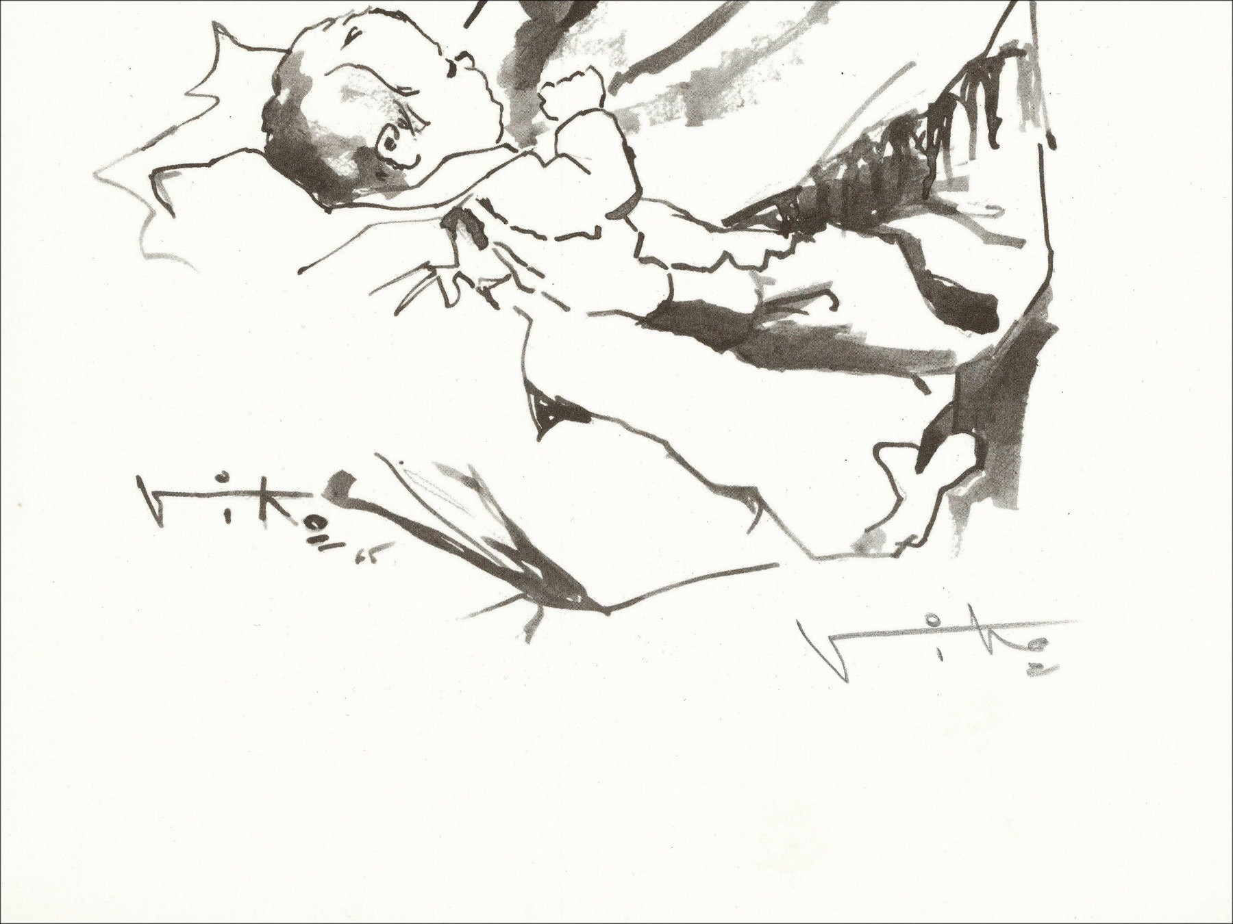 Victor Viko – Femme et enfant (1966), lithographie