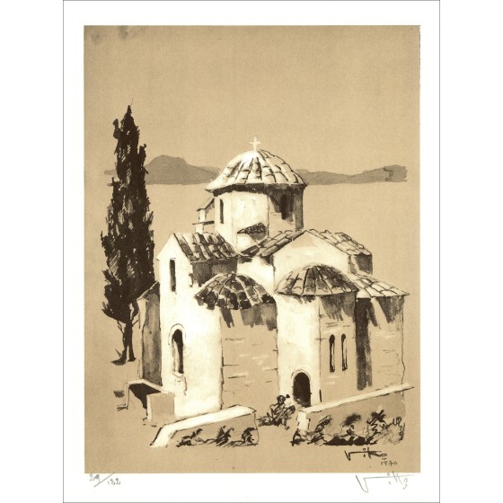 Victor Viko – La Iglesia (1970), litografía firmada