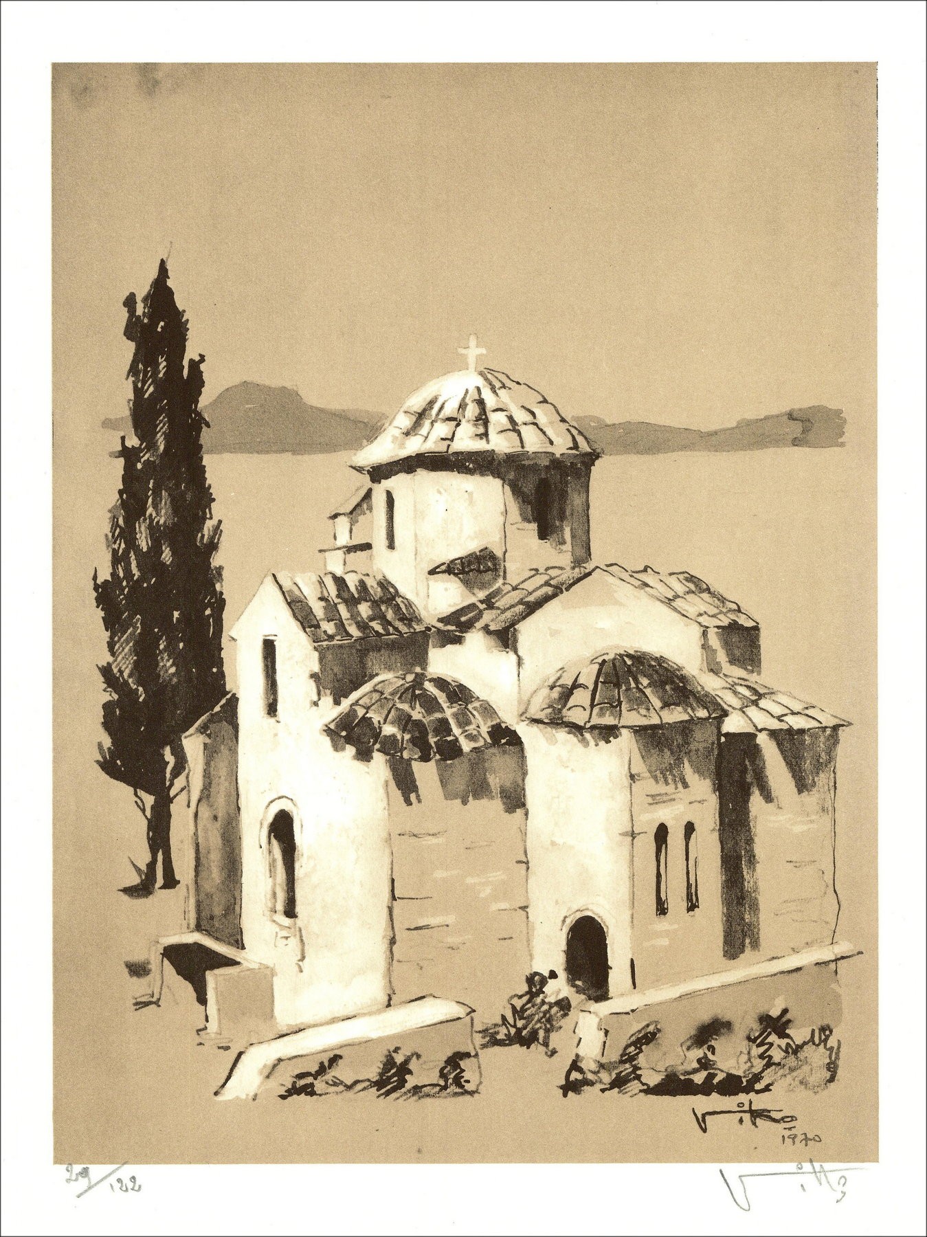 Victor Viko – The Church (1970), signed lithography