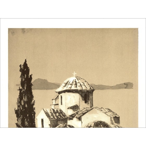 Victor Viko - de kerk (1970), ondertekende lithografie