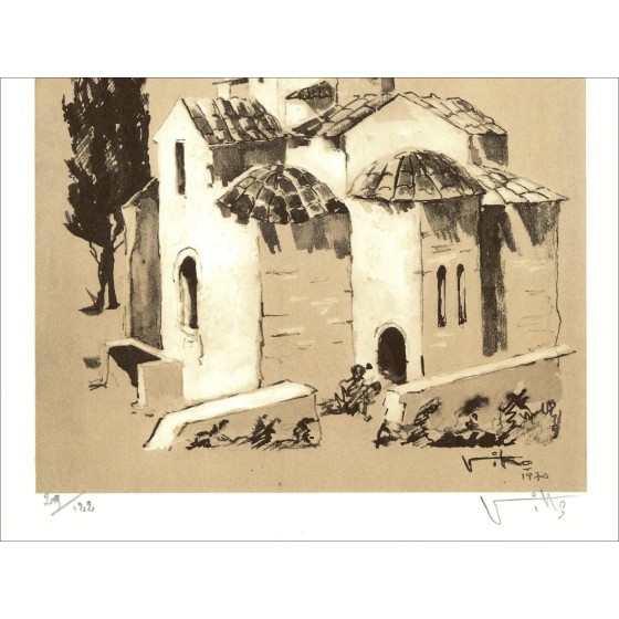 Victor Viko – La Iglesia (1970), litografía firmada