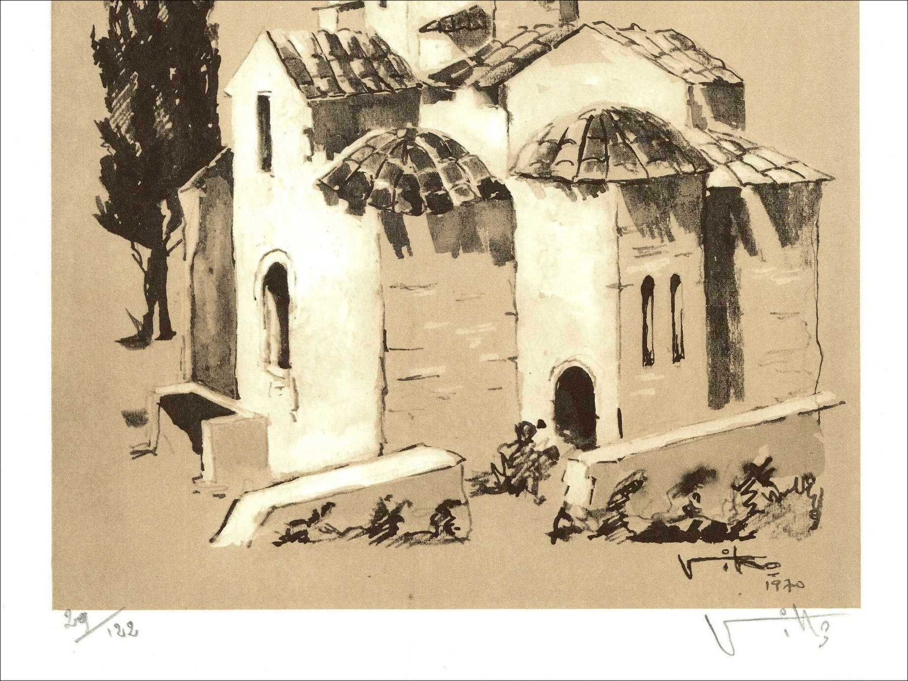Victor Viko – The Church (1970), signed lithography