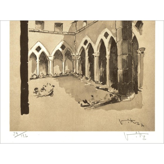 Victor Viko - Le Cloister (1970), unterzeichnete Lithographie