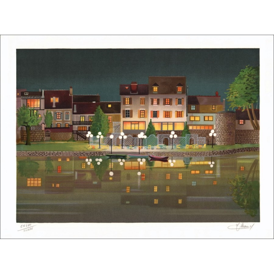 Jean Luc LECOINDRE - Original Lithograph "The White Streetlights"